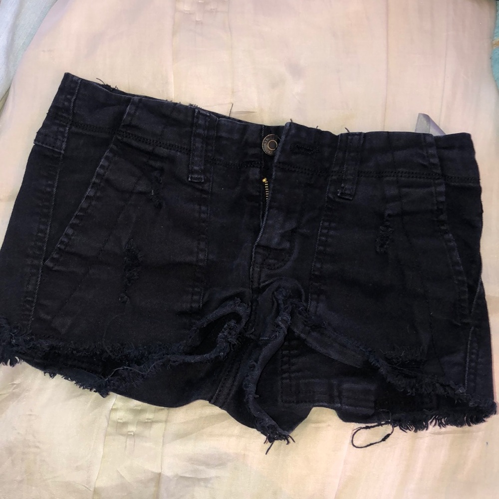 Black denim shorts
